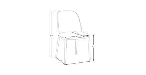 Tule Dining Side Chair with Upholstered Seat and Powder-Coated Steel Frame Set of 4