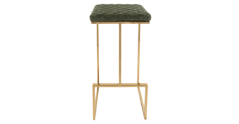 Quincy Quilted Stitched Leather Bar Stools With Gold Metal Frame