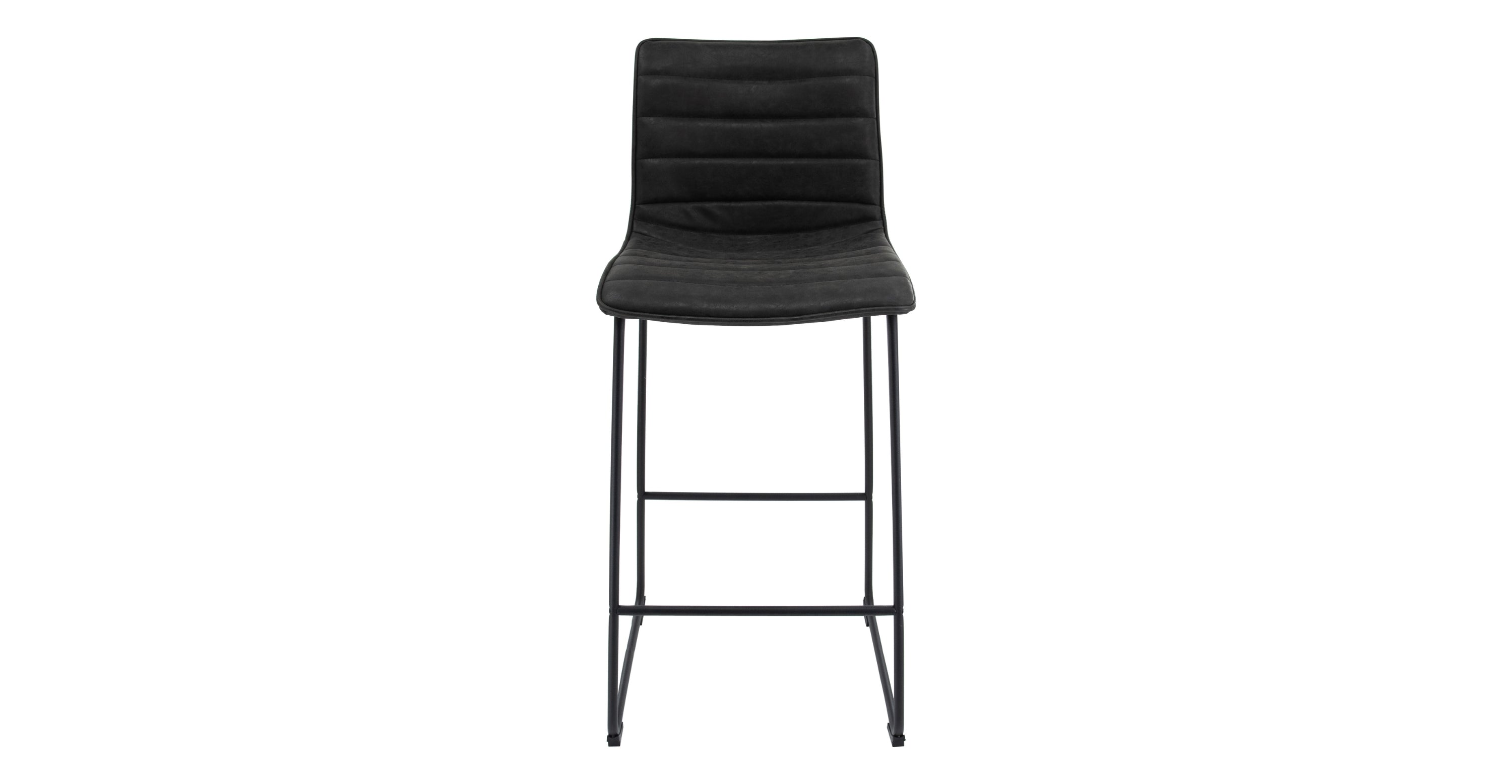 Brooklyn 29.9" Modern Leather Bar Stool With Black Iron Base & Footrest