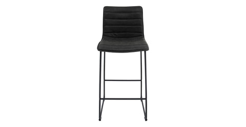 Brooklyn 29.9" Modern Leather Bar Stool With Black Iron Base & Footrest