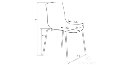 Astor Dining Chair Modern ABS Plastic Side Chair with Stainless-Steel Legs