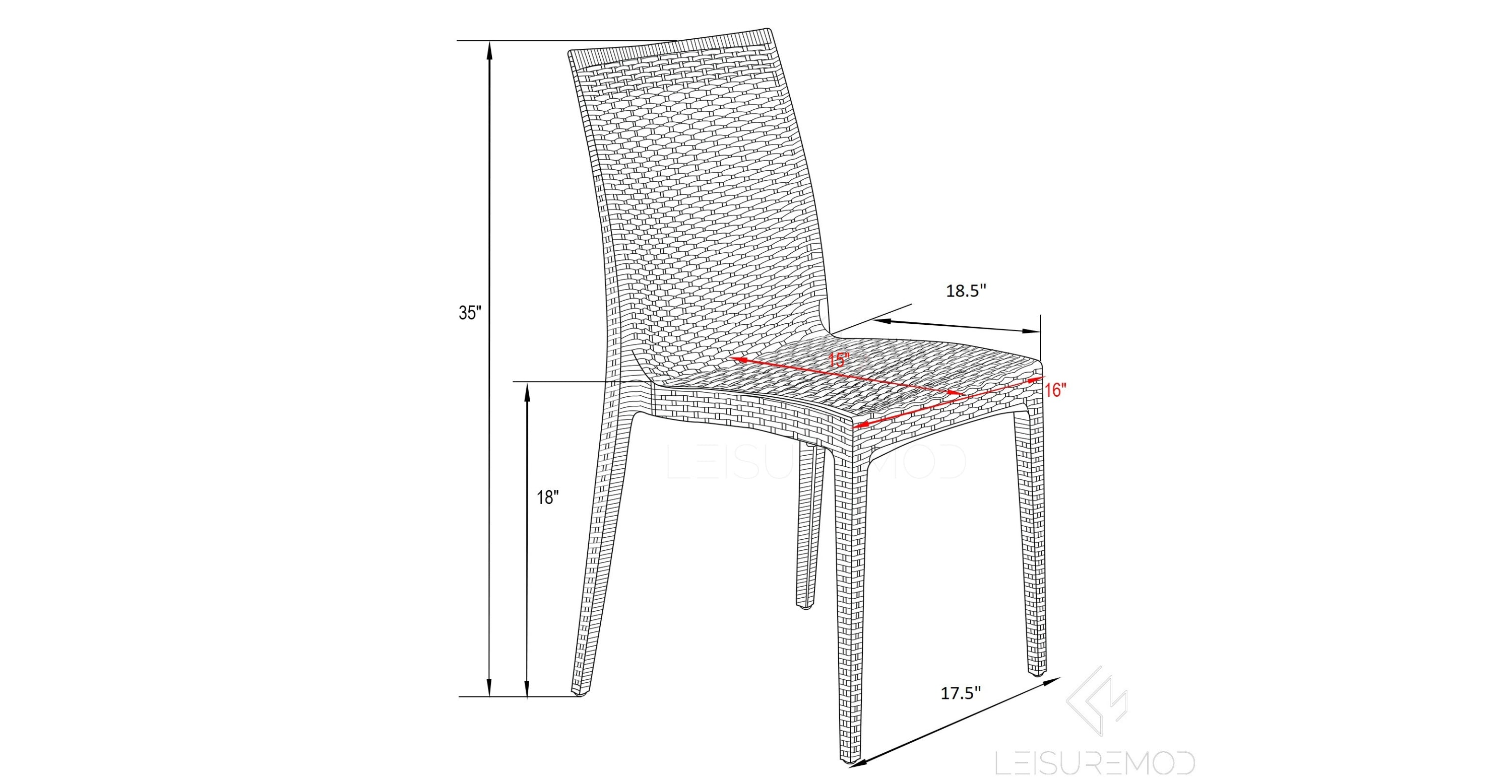 Mace Patio Outdoor Dining Chair with Weave Design in Polypropylene