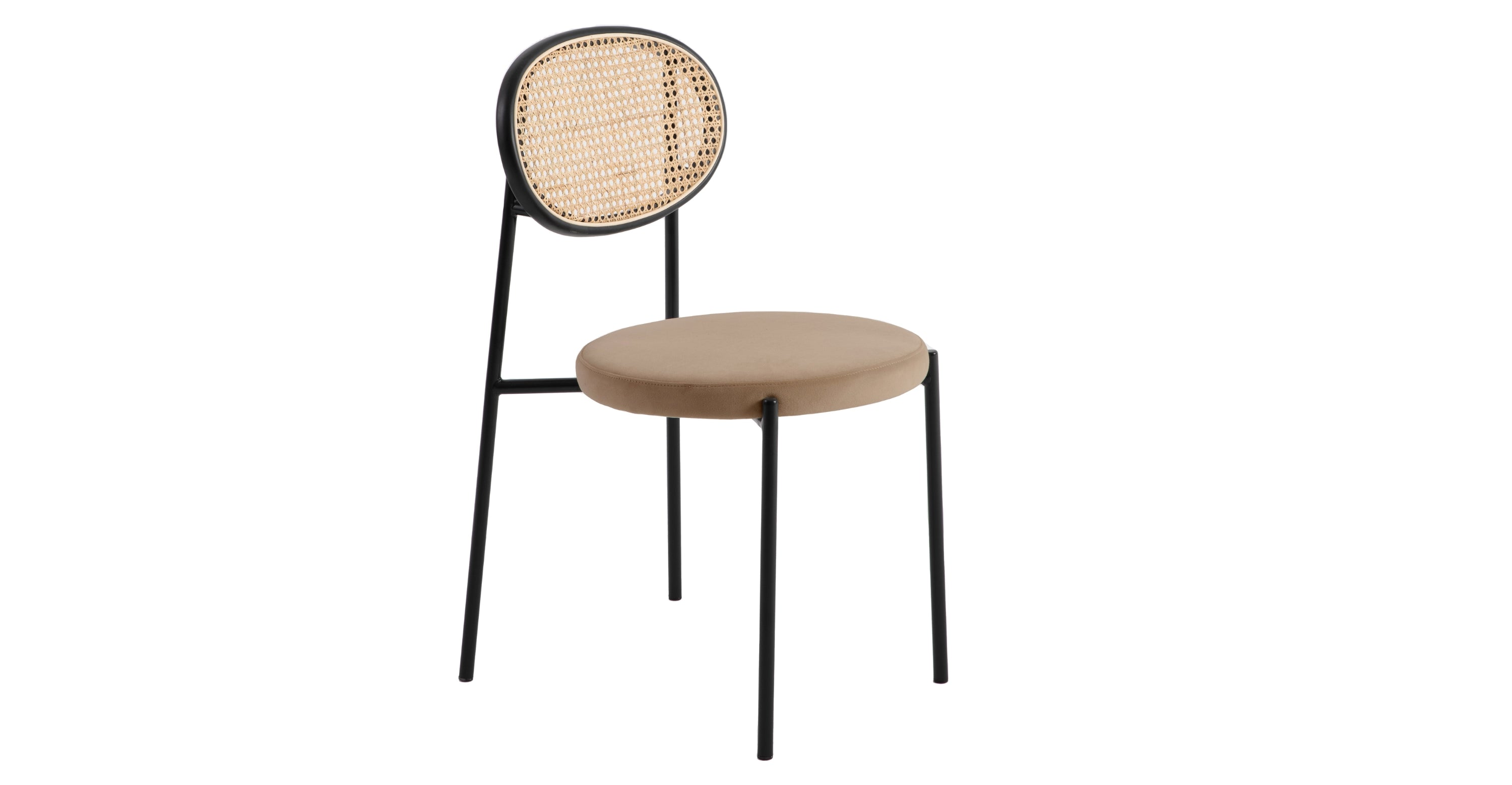 Euston Modern Upholstered Dining Chair with Round Wicker/Velvet Back Style