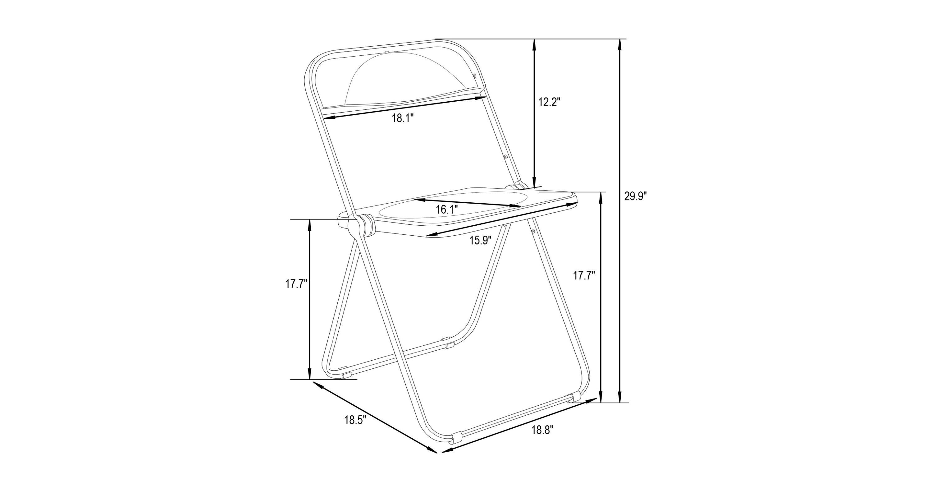 Lawrence 7-Piece Dining Set: Folding Acrylic Chairs & Rectangular Wood Table with Geometric Base