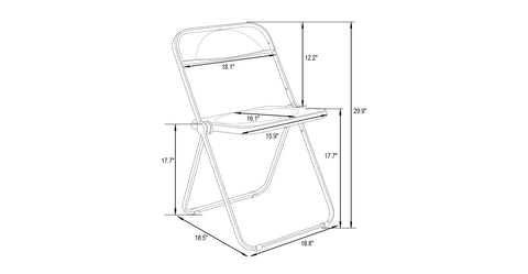 Lawrence 7-Piece Dining Set: Folding Acrylic Chairs & Rectangular Wood Table with Geometric Base