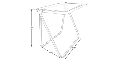 Square Folding Side Table with Plastic Tabletop and Iron Frame