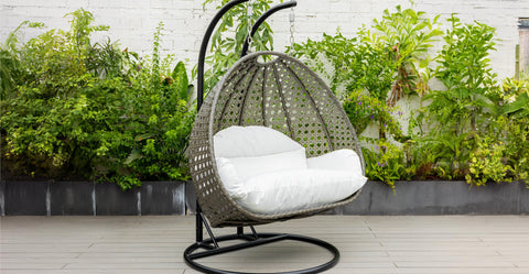 Modern Charcoal Wicker Hanging Double Seater Egg Swing Chair