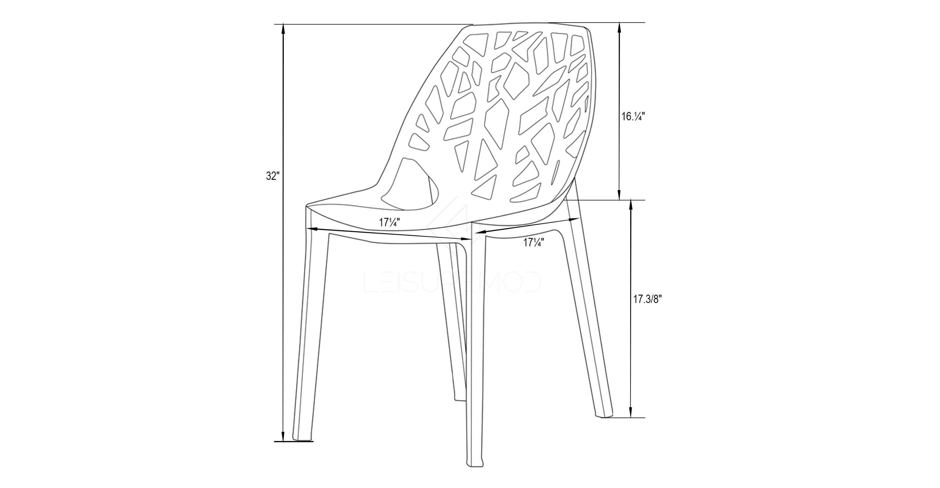 Cornelia Modern Dining Chair ABS Plastic Side Chair, Set of 4