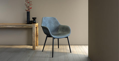 Markley Modern Leather Dining Arm Chair With Metal Legs