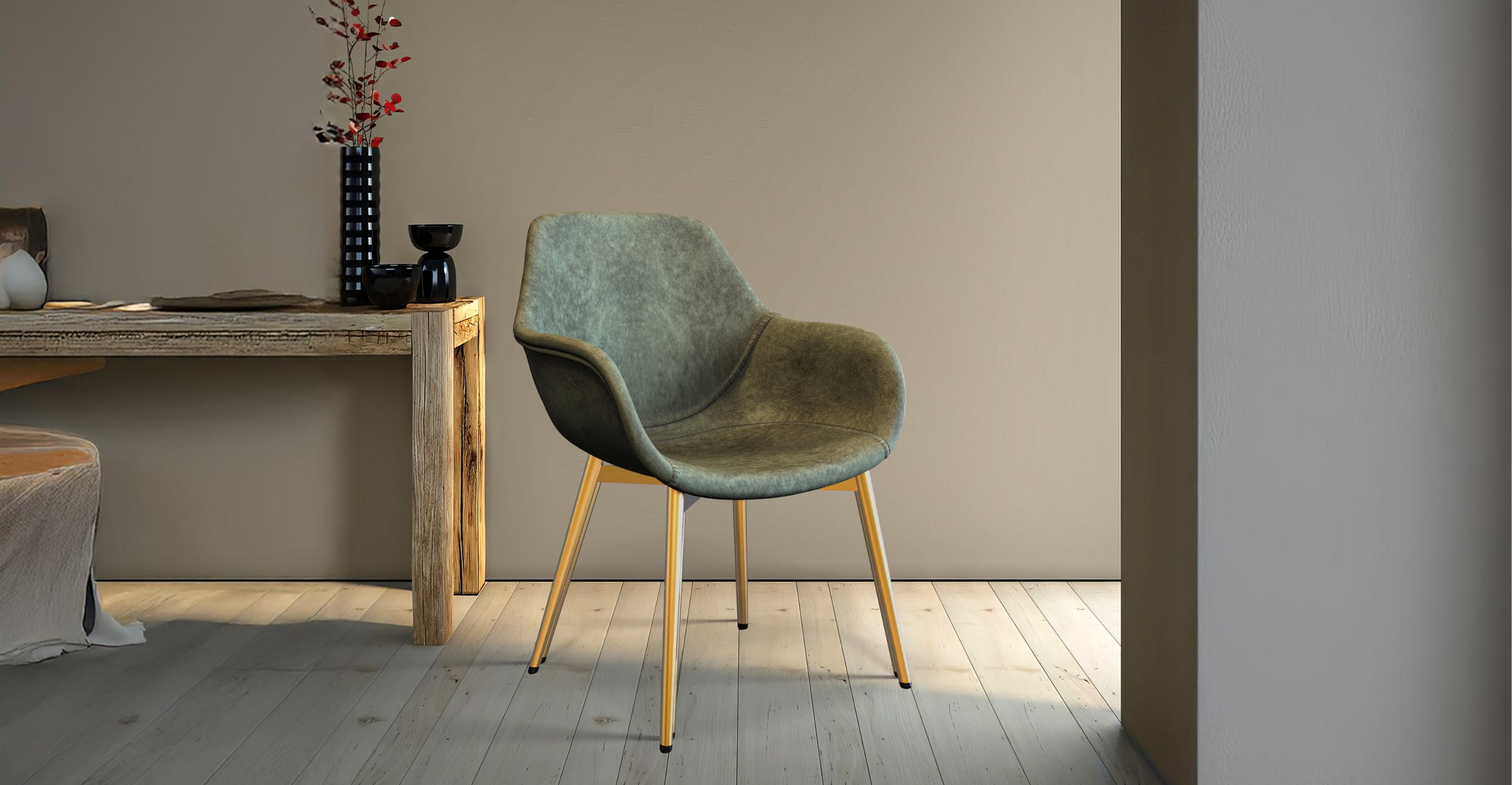 Markley Modern Leather Dining Arm Chair With Metal Legs