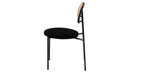 Euston Modern Upholstered Dining Chair with Round Wicker/Velvet Back Style