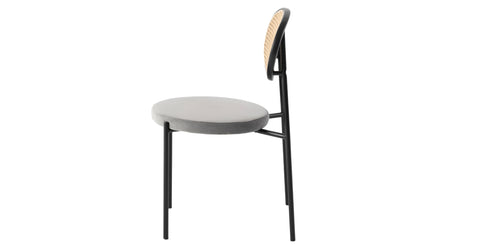 Euston Modern Upholstered Dining Chair with Round Wicker/Velvet Back Style