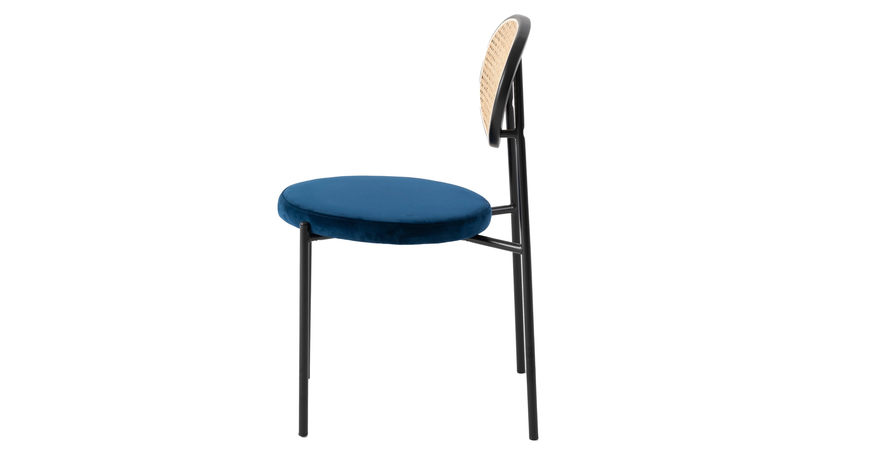 Euston Modern Upholstered Dining Chair with Round Wicker/Velvet Back Style