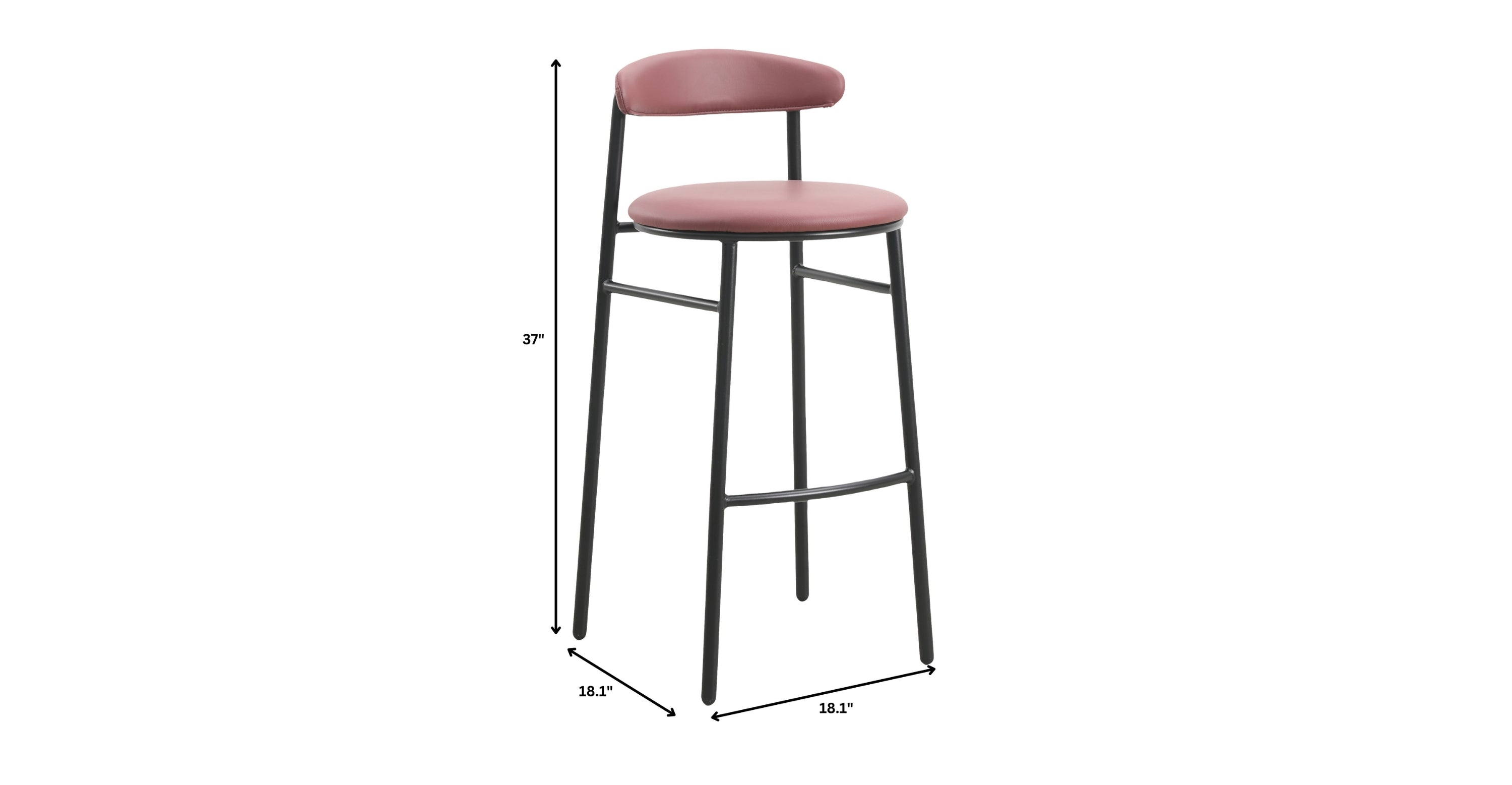 Lume Series Modern Bar Stool Upholstered in Leather for Dining Room and Kitchen