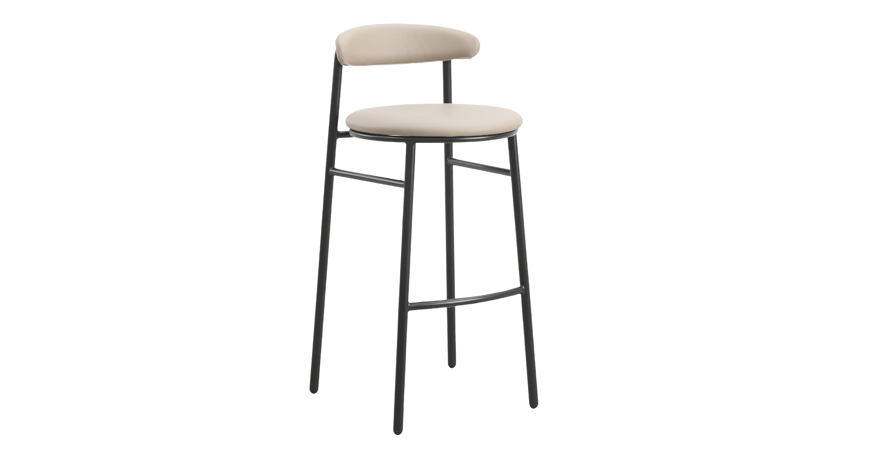 Lume Series Modern Bar Stool Upholstered in Leather for Dining Room and Kitchen