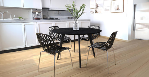 Asbury Polypropylene Dining Side Chair with Forest Cut-Out Design in Chrome