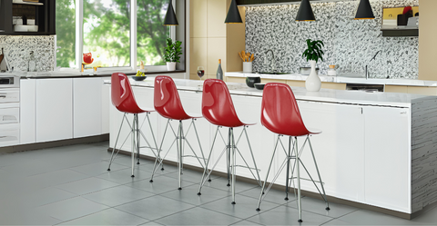 Cresco Modern Acrylic Barstool in Chrome Base for Kitchen and Dining Room