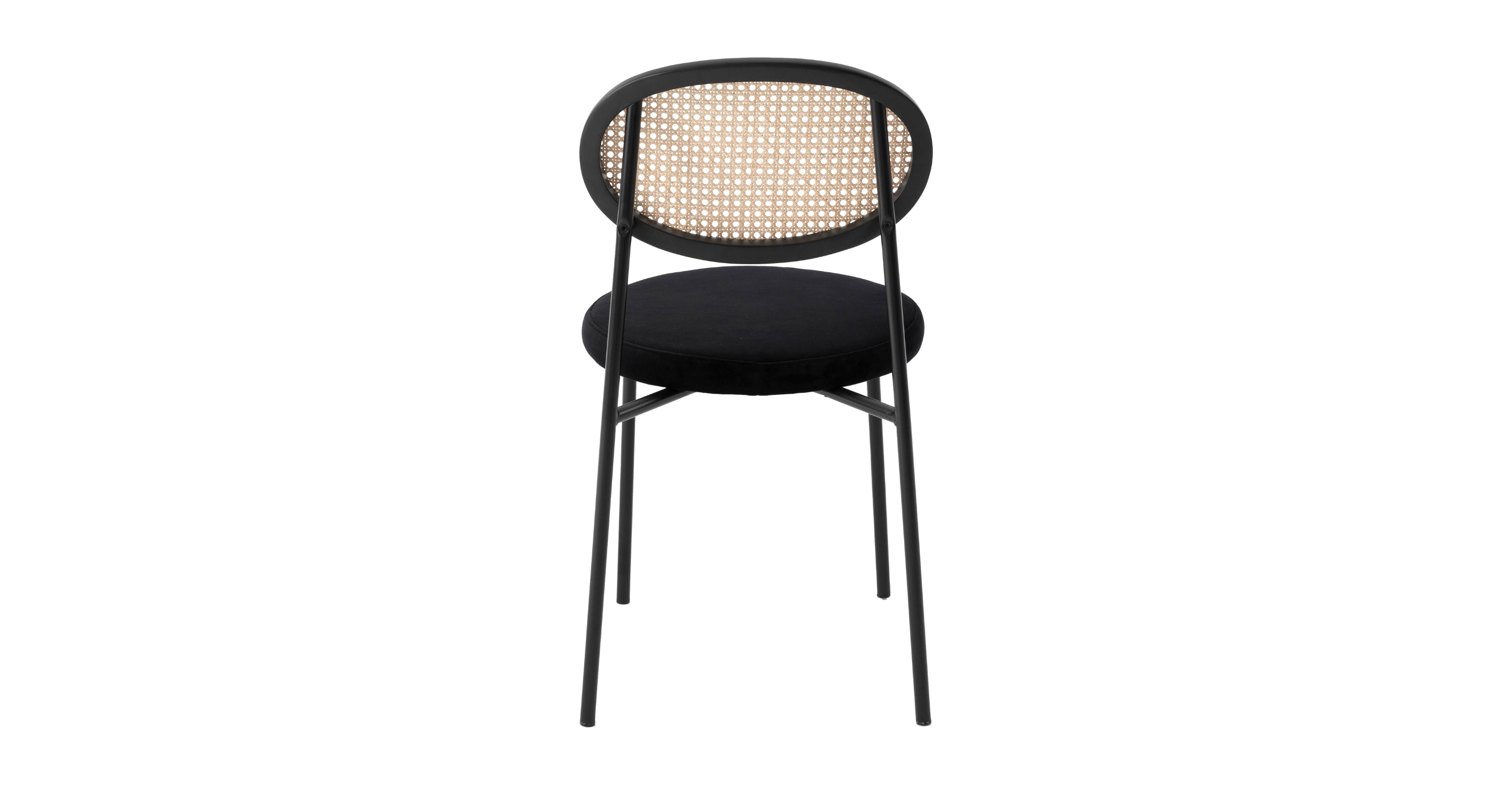 Euston Modern Upholstered Dining Chair with Round Wicker/Velvet Back Style