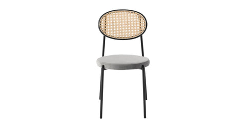 Euston Modern Upholstered Dining Chair with Round Wicker/Velvet Back Style