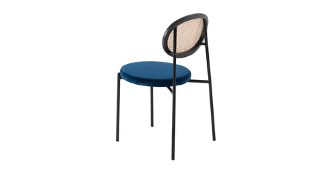 Euston Modern Upholstered Dining Chair with Round Wicker/Velvet Back Style