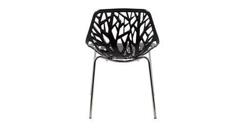 Asbury Polypropylene Dining Side Chair with Forest Cut-Out Design in Chrome Black