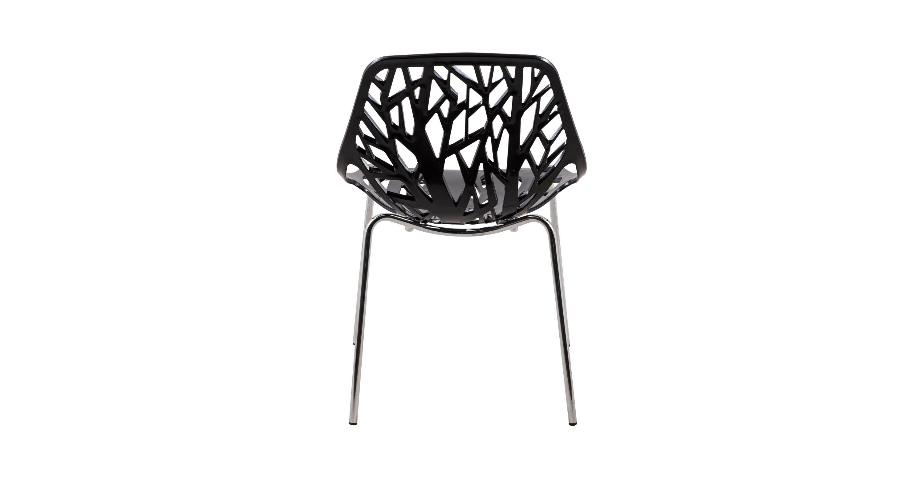 Asbury Polypropylene Dining Side Chair with Forest Cut-Out Design in Chrome Black