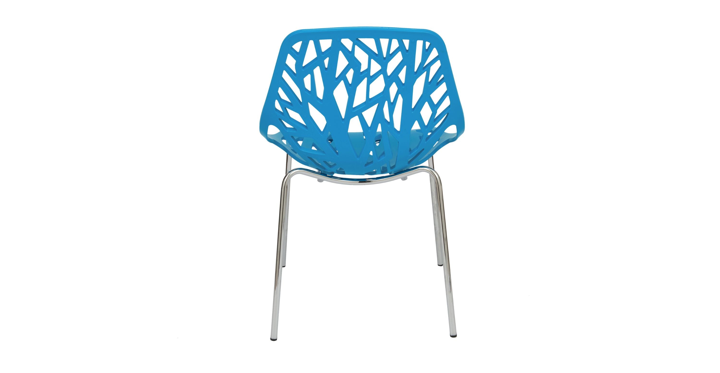 Asbury Polypropylene Dining Side Chair with Forest Cut-Out Design in Chrome Blue