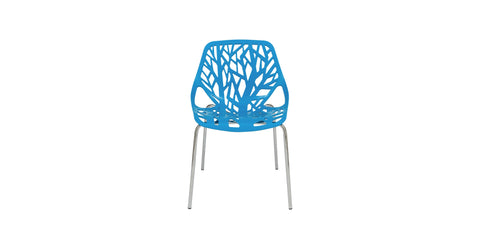 Asbury Polypropylene Dining Side Chair with Forest Cut-Out Design in Chrome Blue