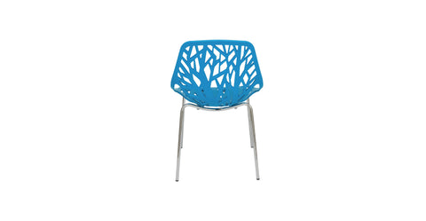 Asbury Polypropylene Dining Side Chair with Forest Cut-Out Design in Chrome Blue