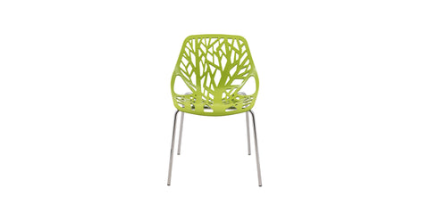 Asbury Polypropylene Dining Side Chair with Forest Cut-Out Design in Chrome Green