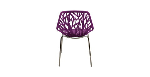 Asbury Polypropylene Dining Side Chair with Forest Cut-Out Design in Chrome Purple