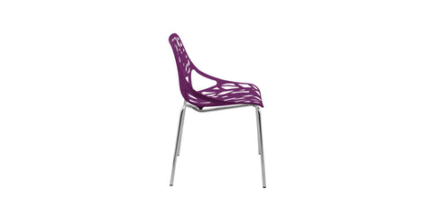 Asbury Polypropylene Dining Side Chair with Forest Cut-Out Design in Chrome Purple