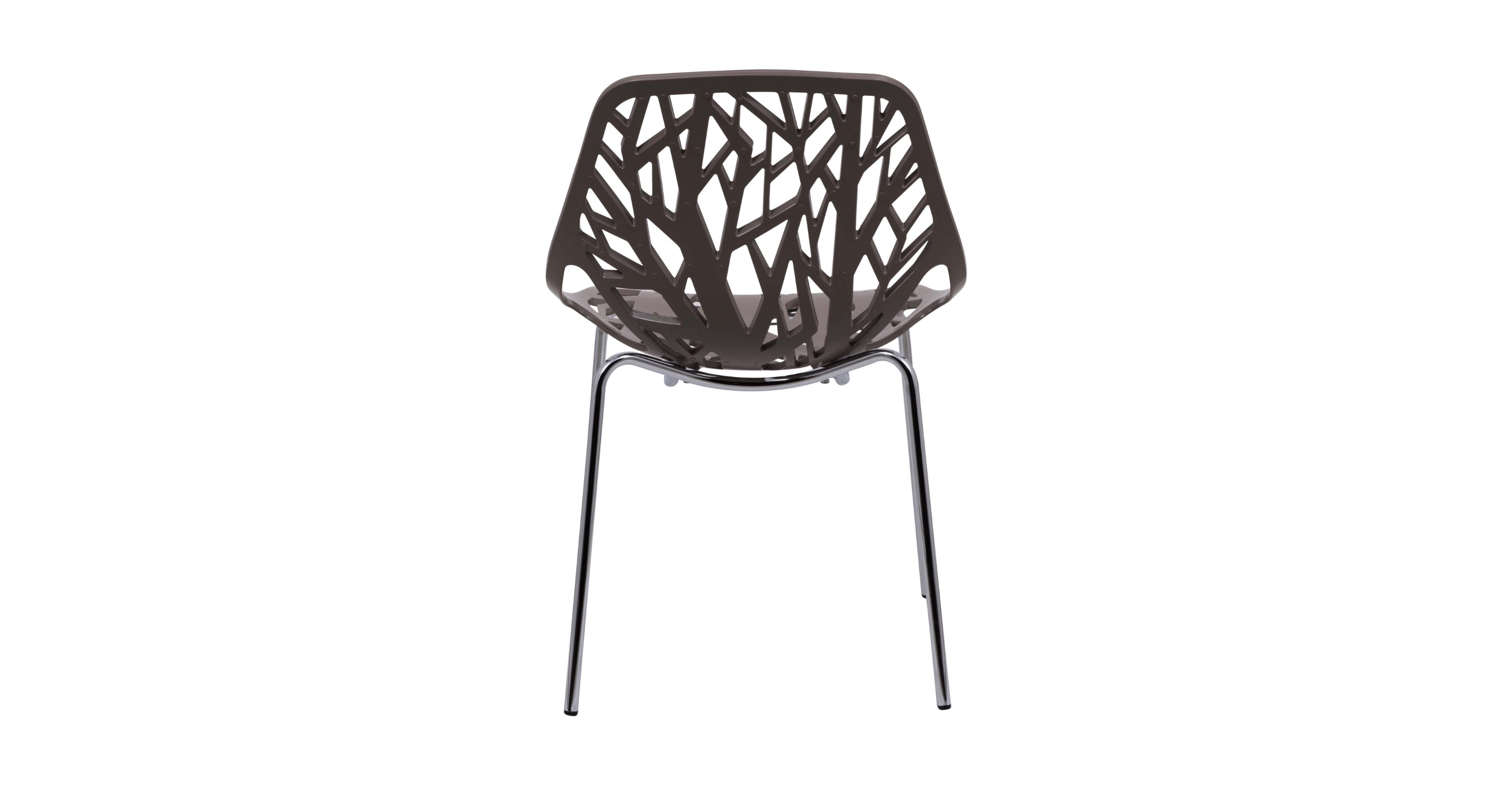 Asbury Polypropylene Dining Side Chair with Forest Cut-Out Design in Chrome Taupe