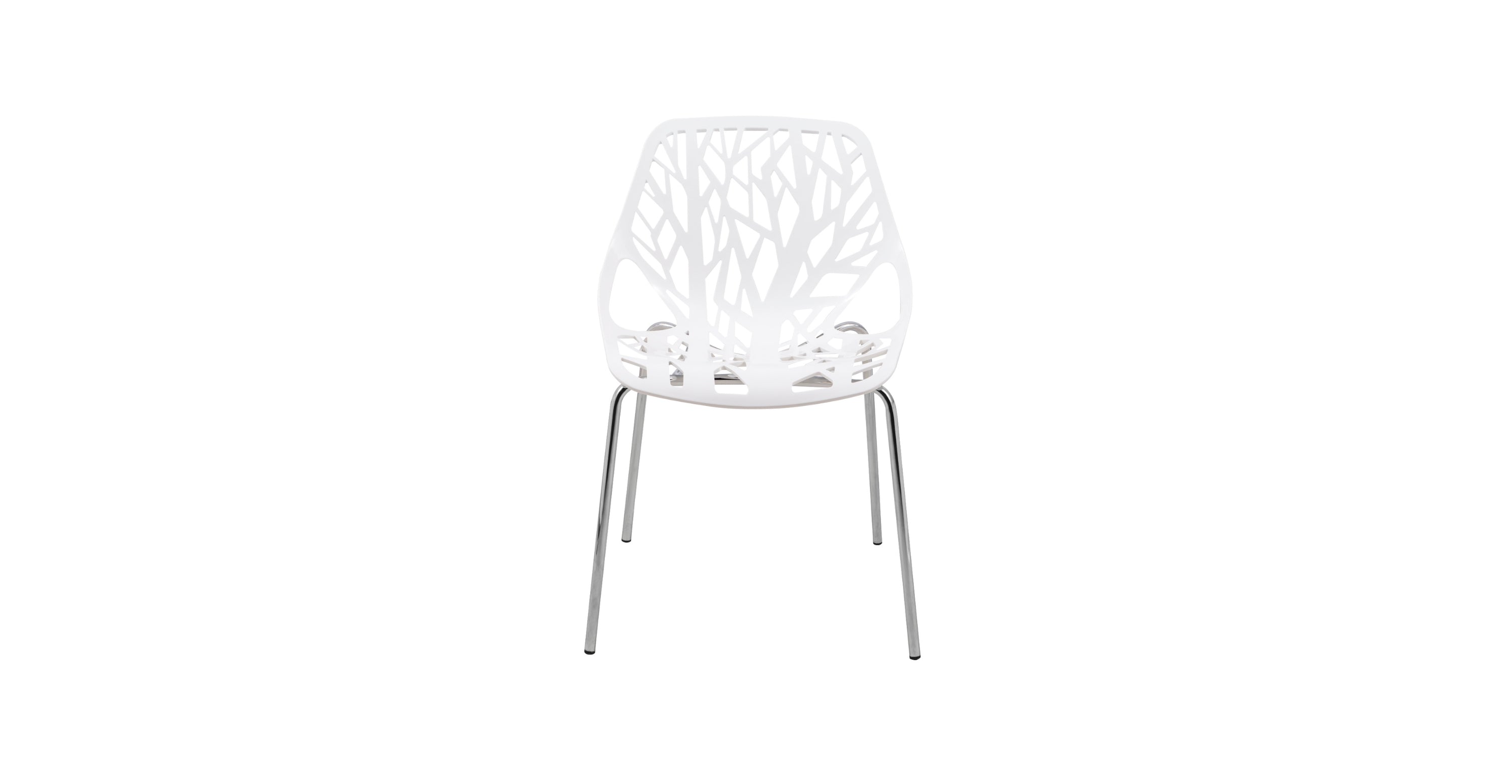 Modern Asbury Dining Chair w/ Chromed Legs set of 2 White