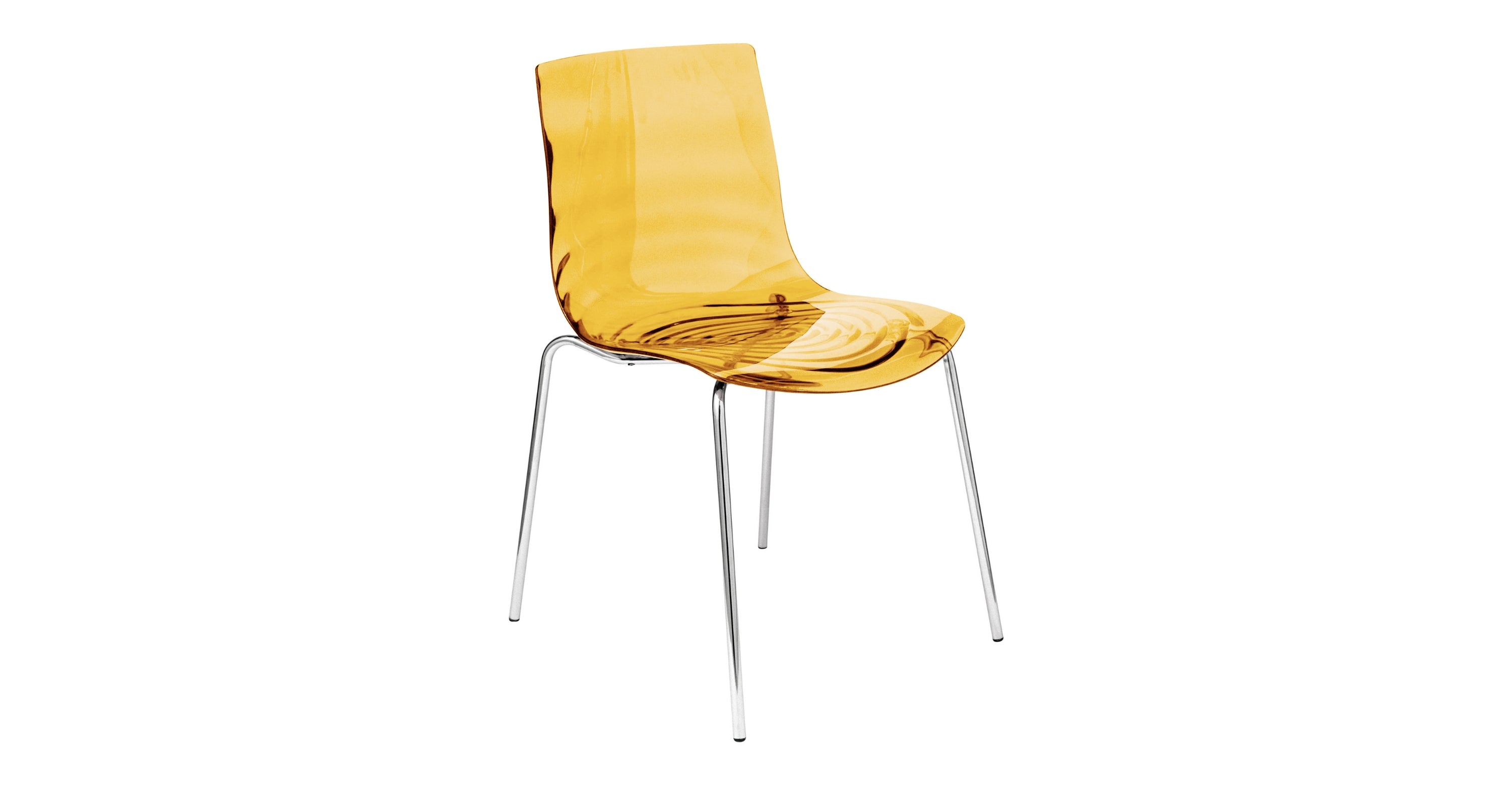 Astor Dining Chair Modern ABS Plastic Side Chair with Stainless-Steel Legs Orange / Chrome