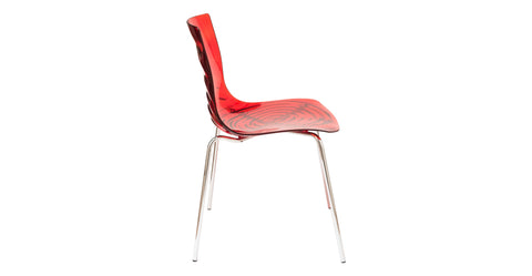 Astor Dining Chair Modern ABS Plastic Side Chair with Stainless-Steel Legs Transparent Red / Chrome