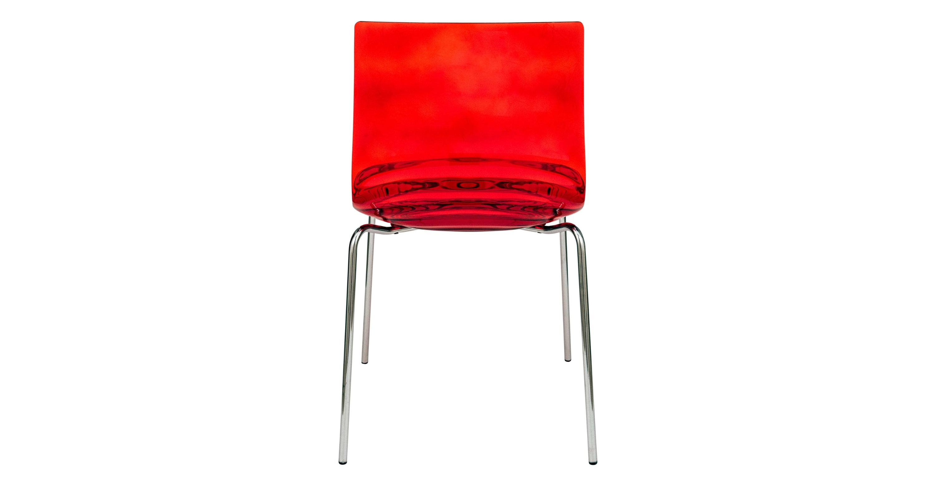 Astor Dining Chair Modern ABS Plastic Side Chair with Stainless-Steel Legs Transparent Red / Chrome