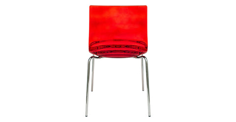 Astor Dining Chair Modern ABS Plastic Side Chair with Stainless-Steel Legs Transparent Red / Chrome