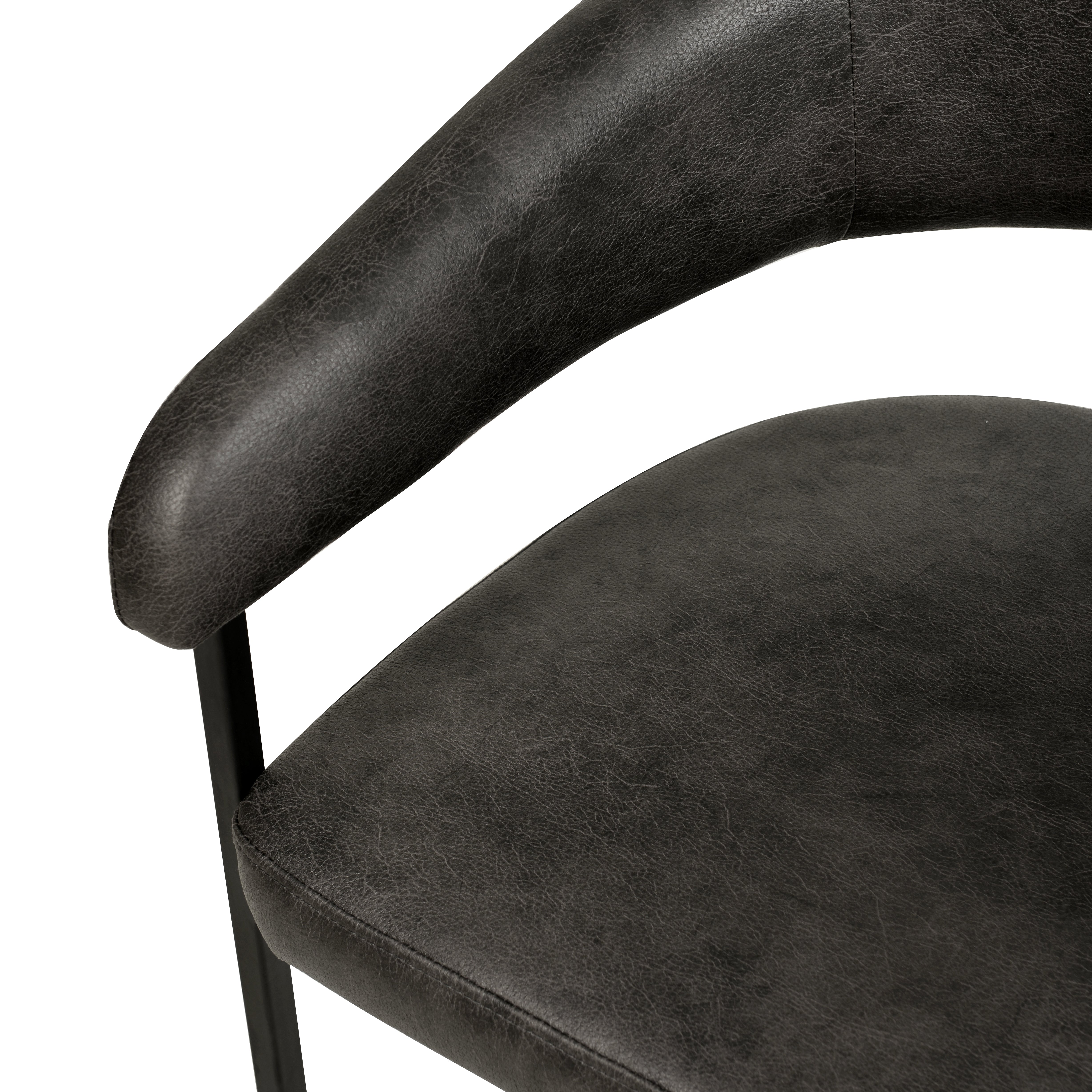 Aero Upholstered Dining Chair Curved Back Design Padded Seat in Iron