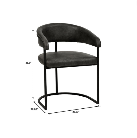 Aero Upholstered Dining Chair Curved Back Design Padded Seat in Iron