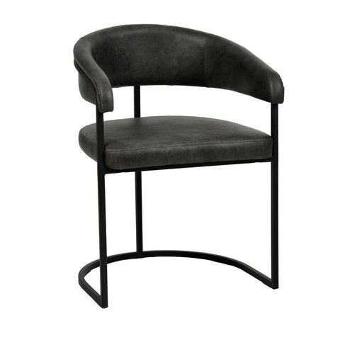 Aero Upholstered Dining Chair Curved Back Design Padded Seat in Iron