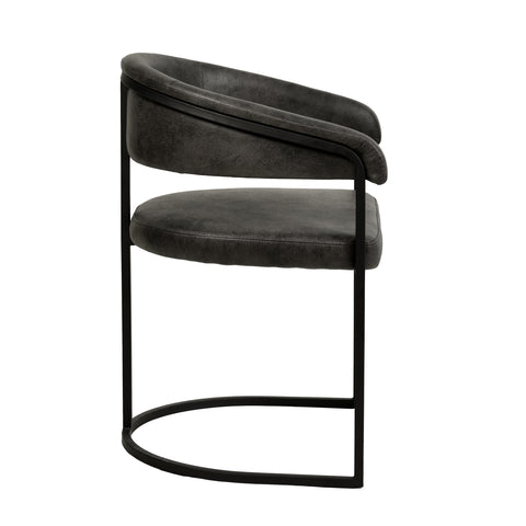 Aero Upholstered Dining Chair Curved Back Design Padded Seat in Iron