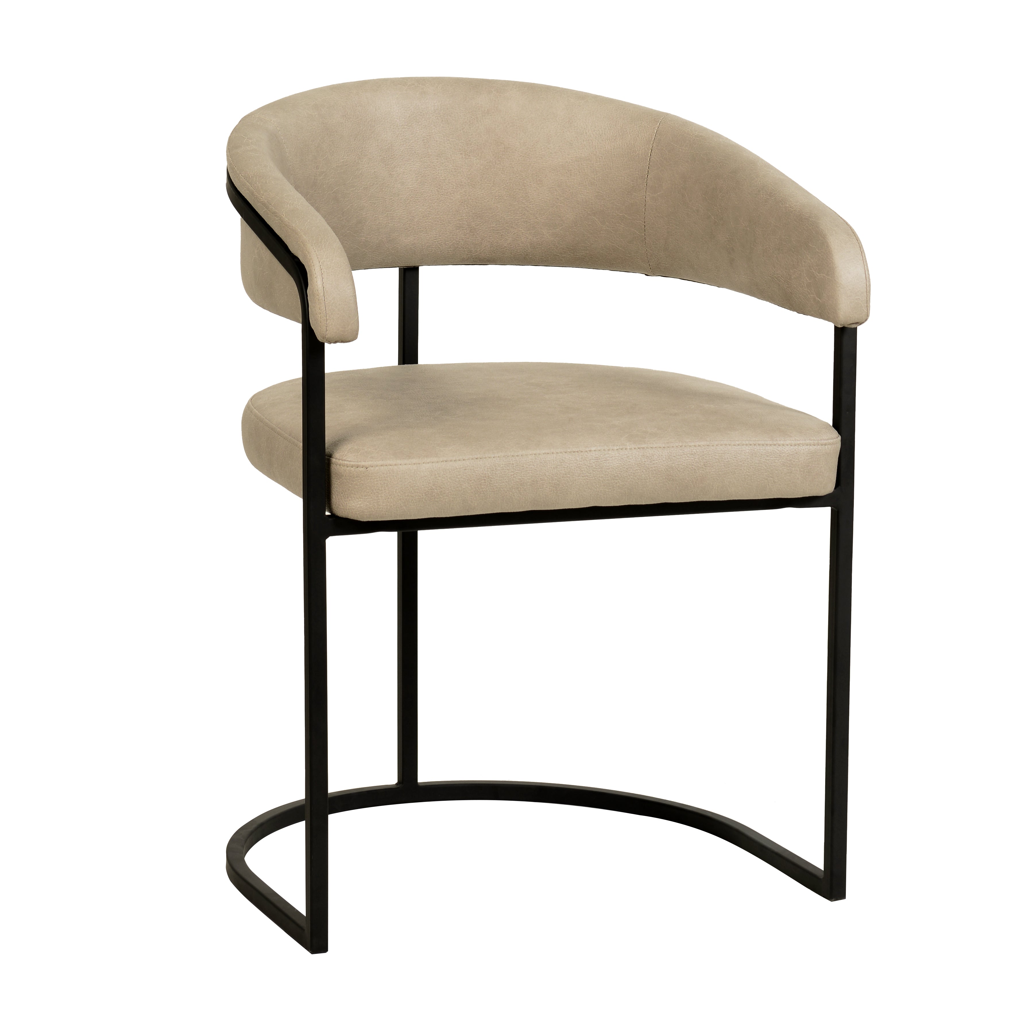 Aero Upholstered Dining Chair Curved Back Design Padded Seat in Iron