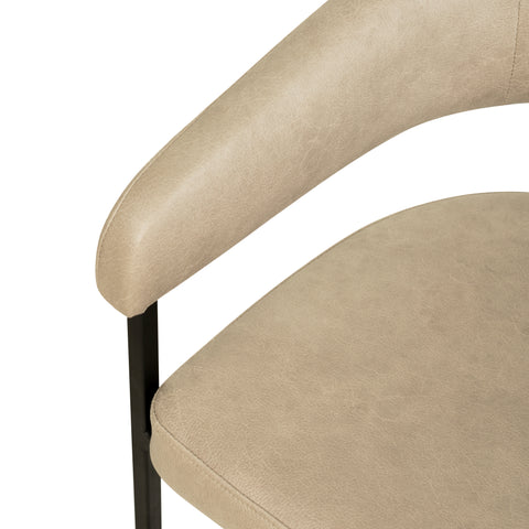 Aero Upholstered Dining Chair Curved Back Design Padded Seat in Iron