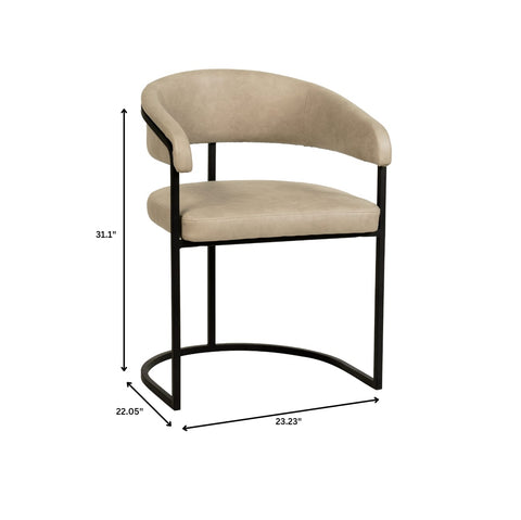 Aero Upholstered Dining Chair Curved Back Design Padded Seat in Iron