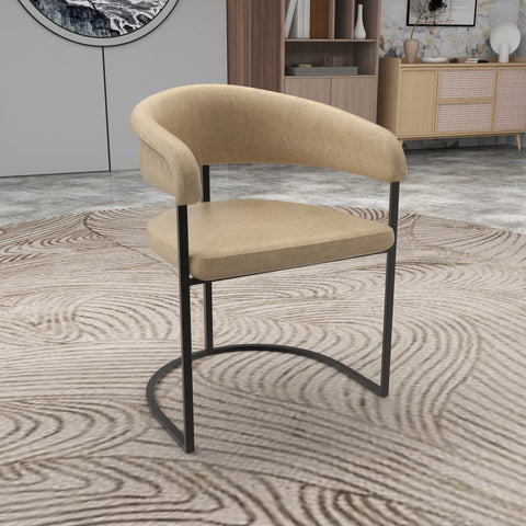 Aero Upholstered Dining Chair Curved Back Design Padded Seat in Iron