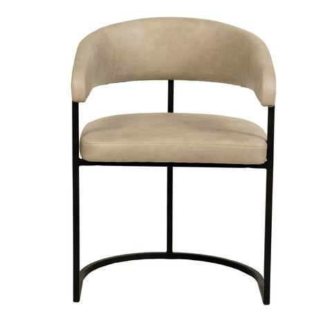 Aero Upholstered Dining Chair Curved Back Design Padded Seat in Iron