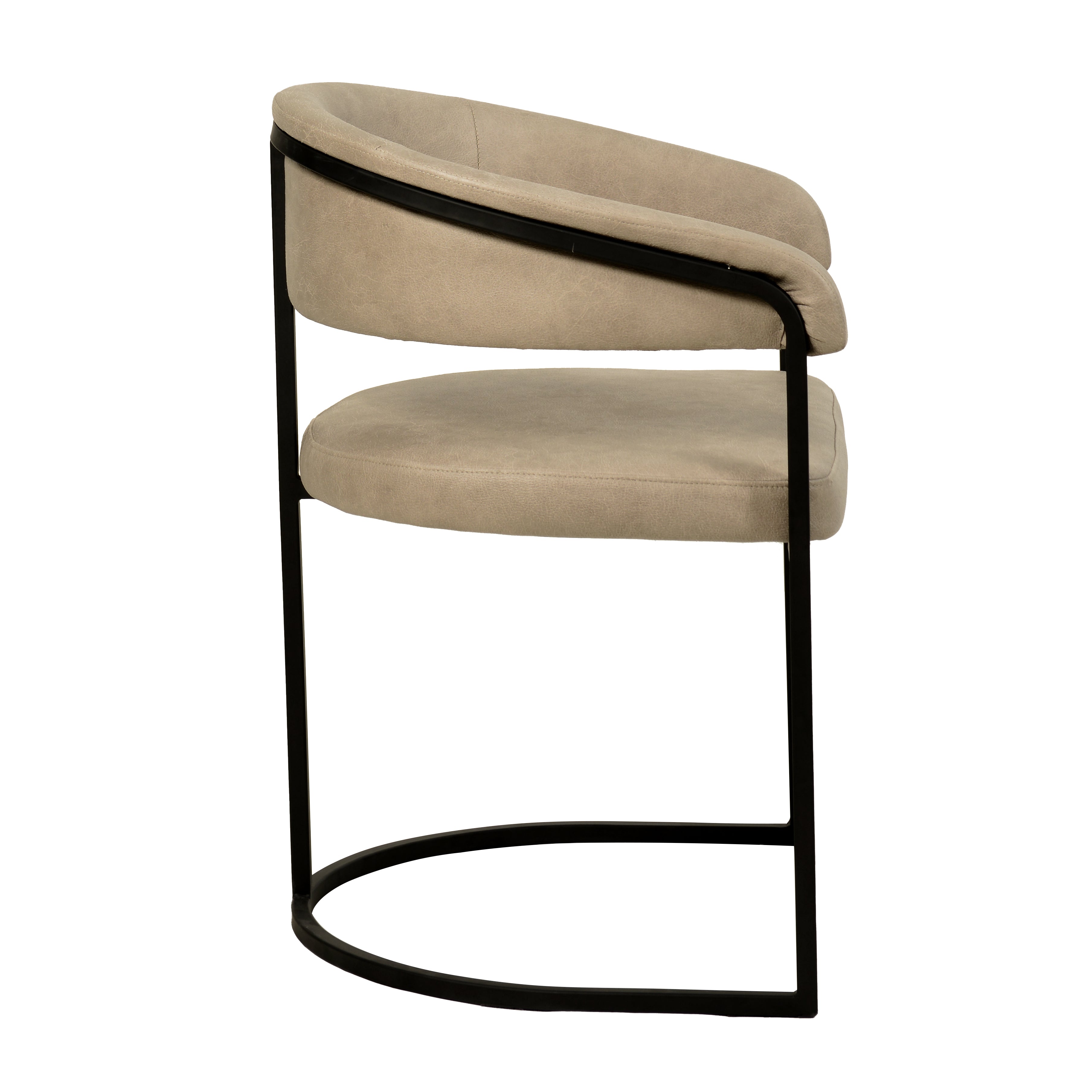 Aero Upholstered Dining Chair Curved Back Design Padded Seat in Iron