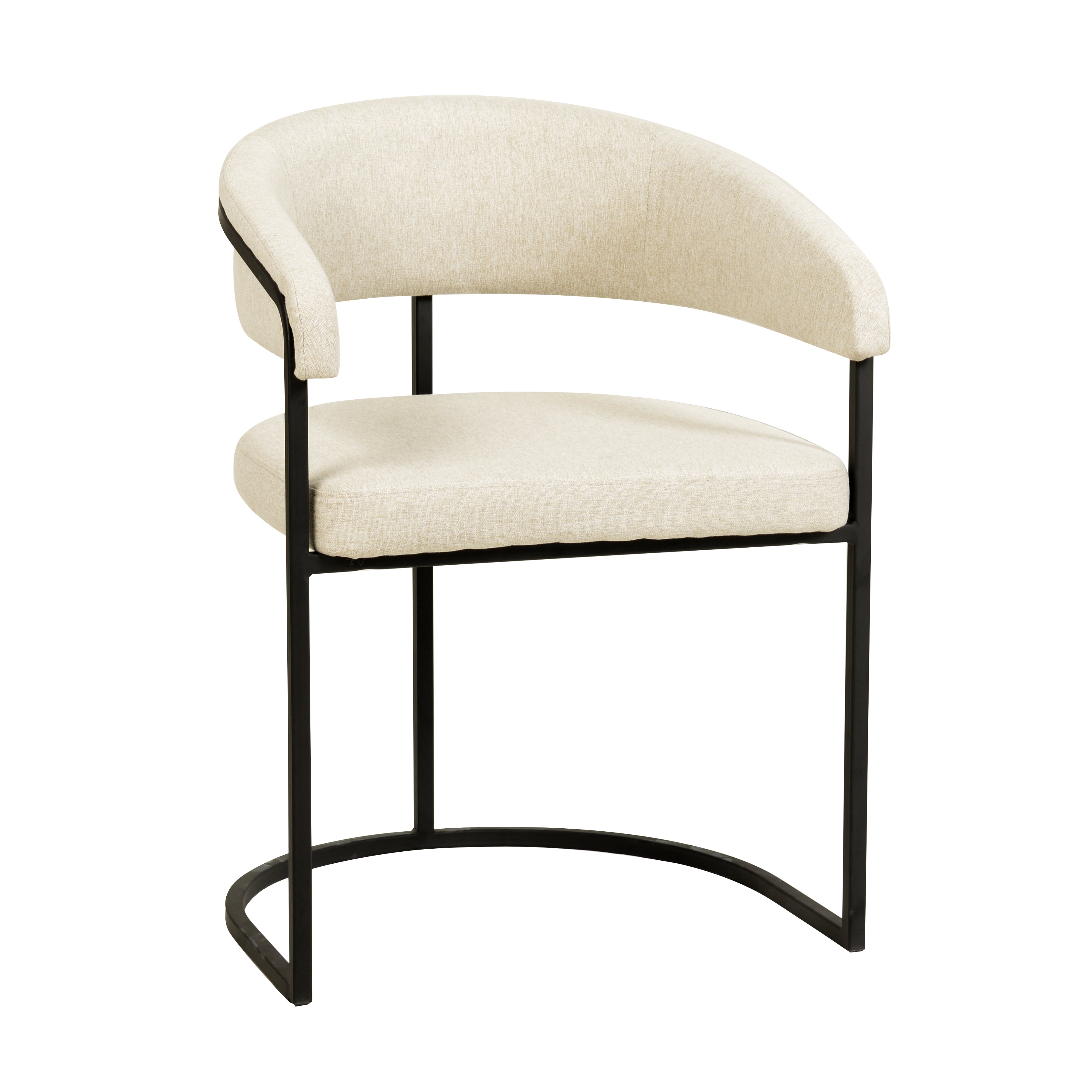 Aero Upholstered Dining Chair Curved Back Design Padded Seat in Iron