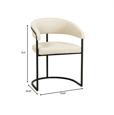 Aero Upholstered Dining Chair Curved Back Design Padded Seat in Iron